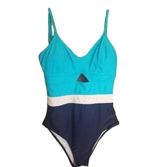 Women's Swimsuit One Piece Small Teal Swimwear Bathing Suit - Picture 6 of 8